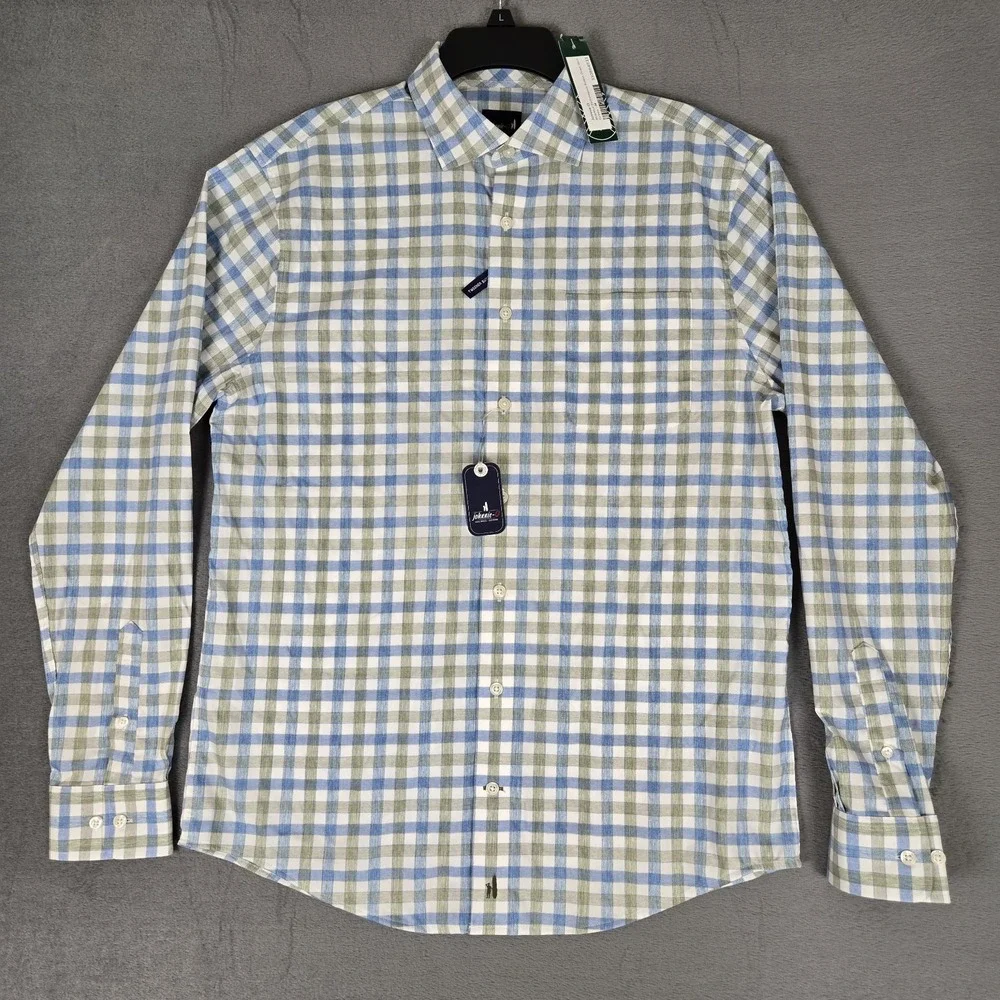 Johnnie-O Shirt Mens Medium Button Up McArthur Sequoia Plaid Stretch Performance
